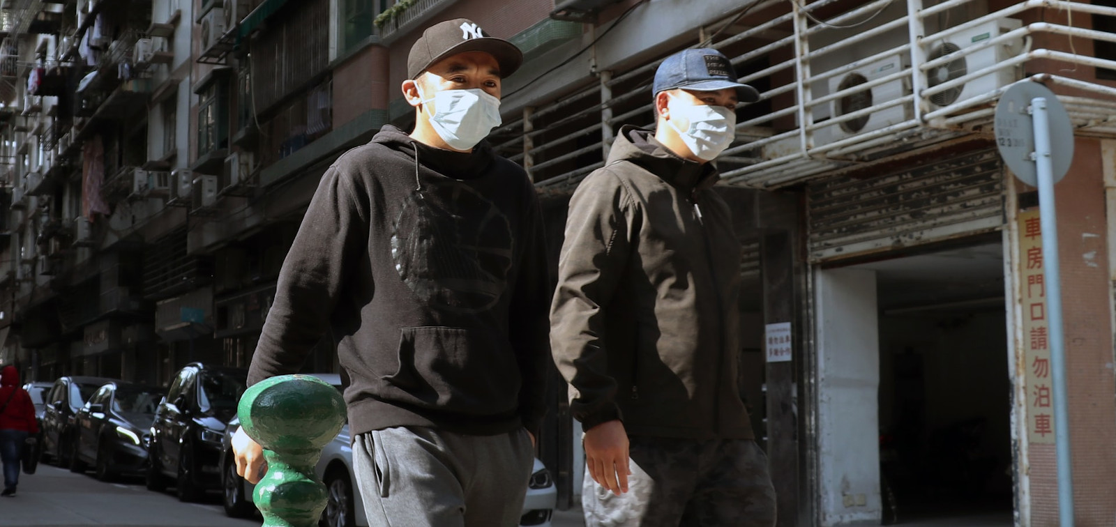 Men wearing mask due to coronavirus