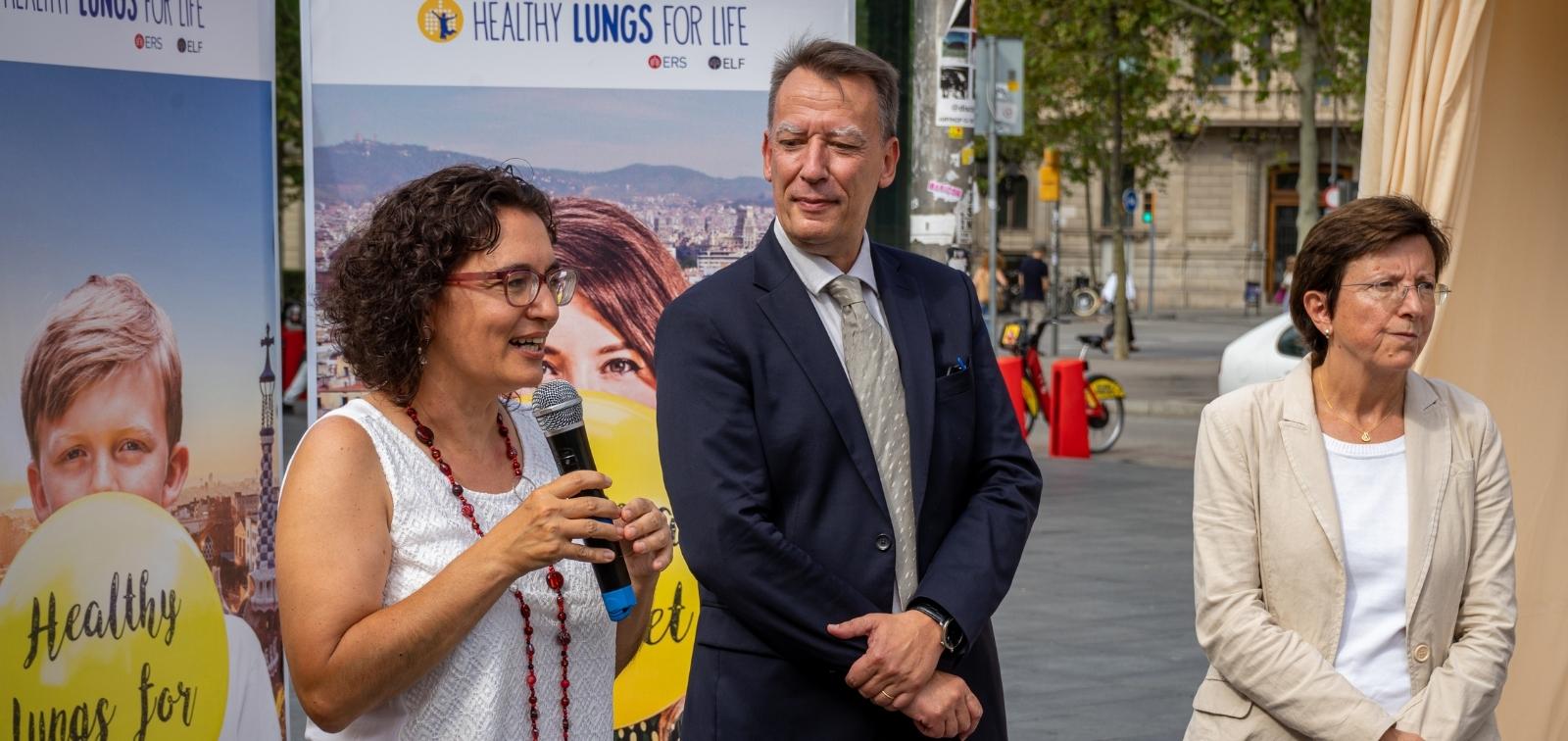 Imagen de un acto de la campaña Healthy Lungs for Life en Barcelona