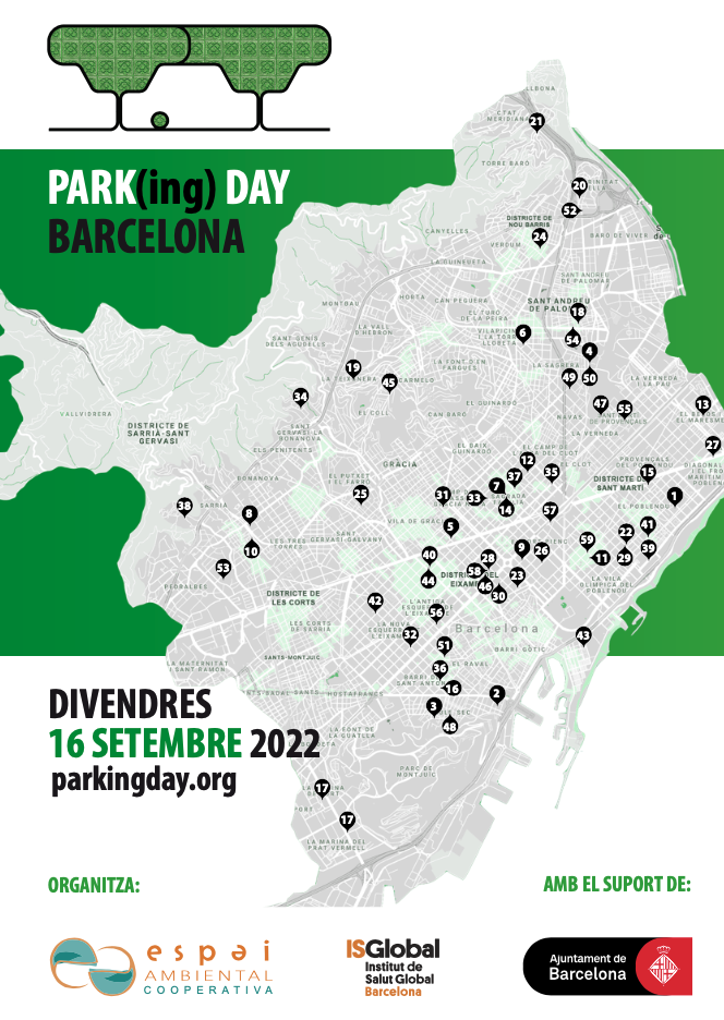 Mapa de actividades de la iniciativa Parking Day Barcelona