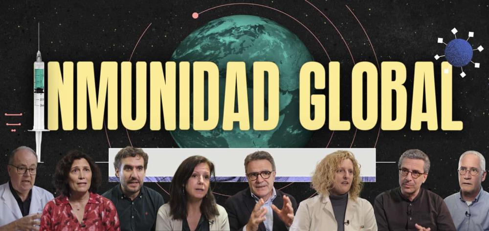 Foto de la sèrie audiovisual sobre Immunitat Global amb la cara de vuit dels entrevistats.