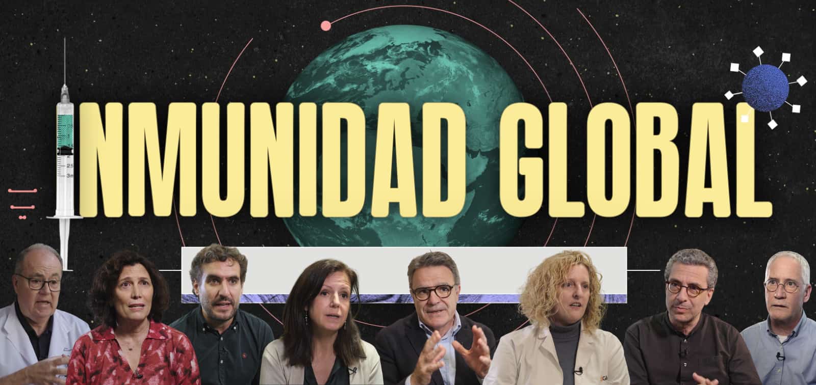 Foto de la Serie audiovisual sobre Inmunidad Global con el rostro de ocho de los entrevistados