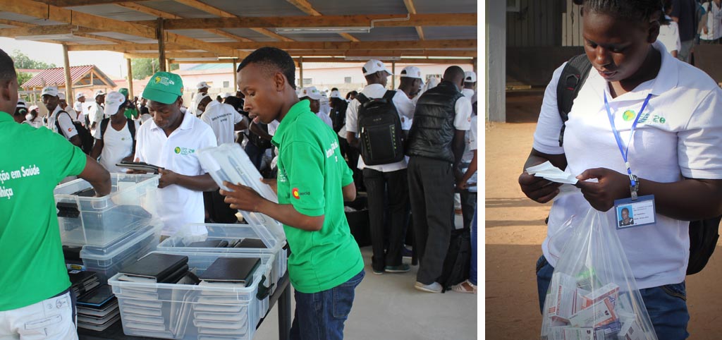 Preparación del material y coordinación de la logística al comienzo de una Ronda de Administración Masiva (MDA) de fármacos antimaláricos en Manhiça,  Mozambique.