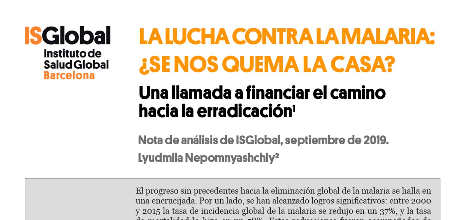 malaria, erradicación