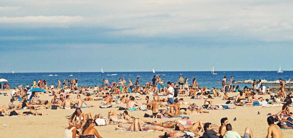 Crowded Barcelona beach