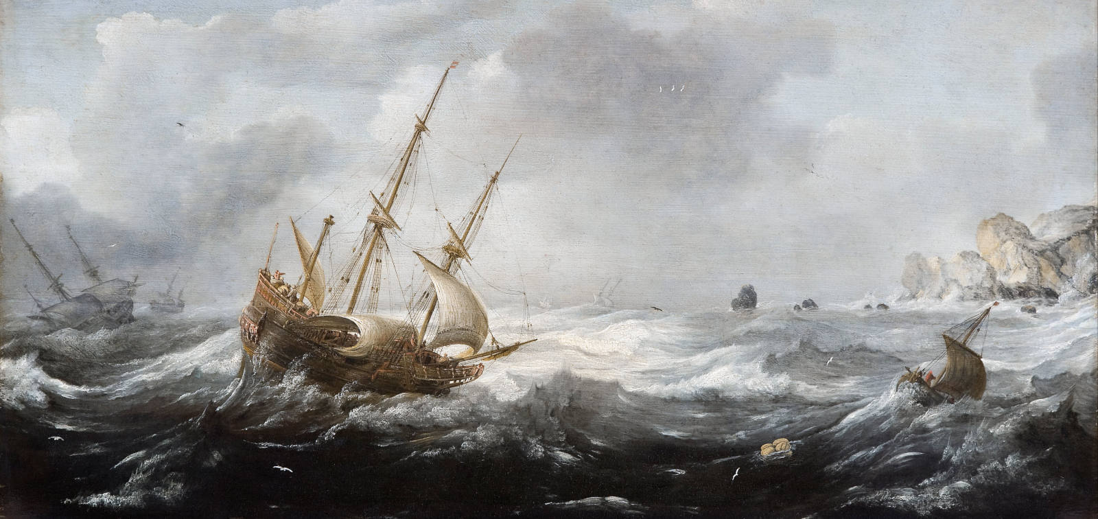 Ships in a Storm on a Rocky Coast